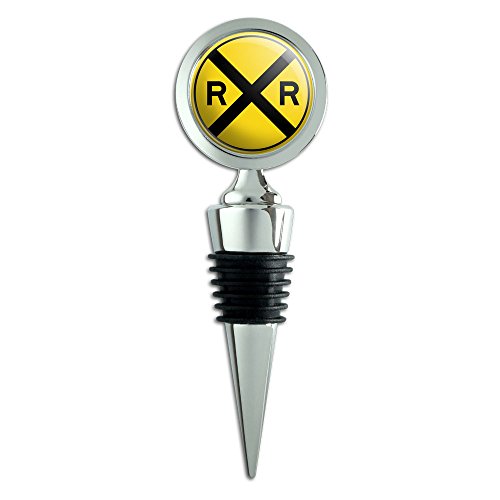 Railroad Crossing Traffic Sign Train Wine Bottle Stopper