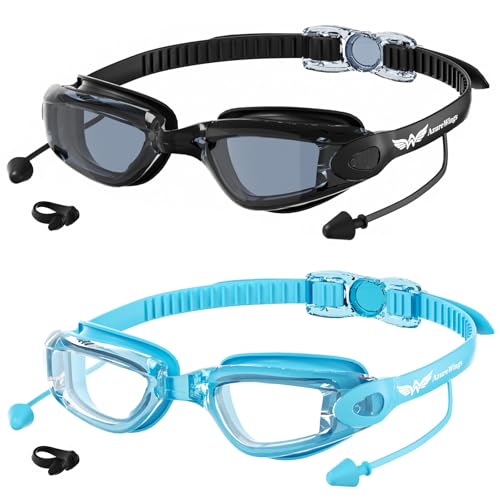 Image of Swim Goggles,2 Pack Swimming Goggles for Adult Men Women, No Leak Anti-Fog & UV, Wide Visio HD Mirror PC Lens