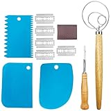 AFUNTA 1 batidor de masa y 1 pan lame con 5 cuchillas + 3 raspadores irregulares, herramientas para mezclar masa y pelar...