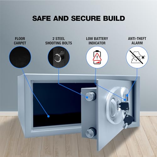 Image of Ozone 26.3 Litres Digital Safe Locker for Home & Office - Digital Lock, 1-Way Unlocking (Password), Size: 200H x 430W x 380D mm, Weight: 11kg, 2-Year Warranty (Grey)
