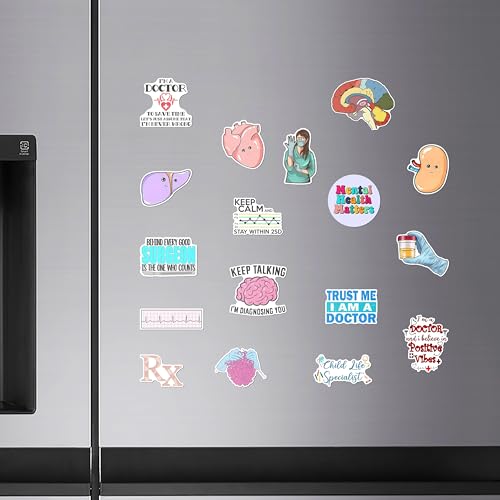 Image of WallDesign Doctor Theme Fridge Magnet Collection - Unique Medical Designs, for Healthcare Heroes, Cute Magnets for Magnetic Surfaces (Set of 17)
