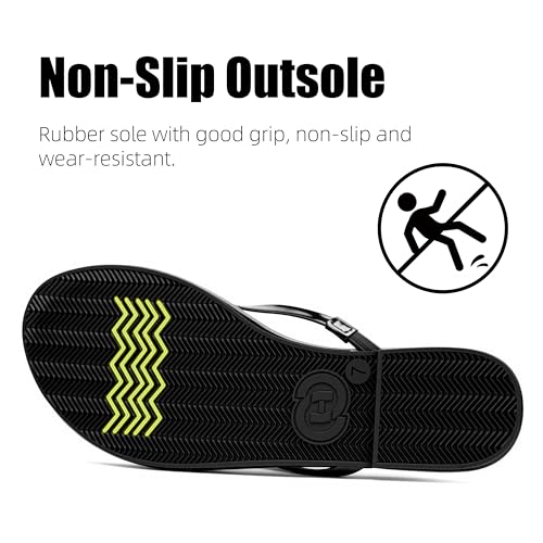 Image of INMINPIN Flat Flip Flops with Arch Support for Women - Memory Foam Flats Summer Sandals 2026 - Ultra Comfort Vegan Leather Thong Sandals Summer Beach Slide