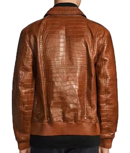 Classic Alligator Crocodile premium Cow leather skin jacket for Men's Real Leather Bomber Jacket2