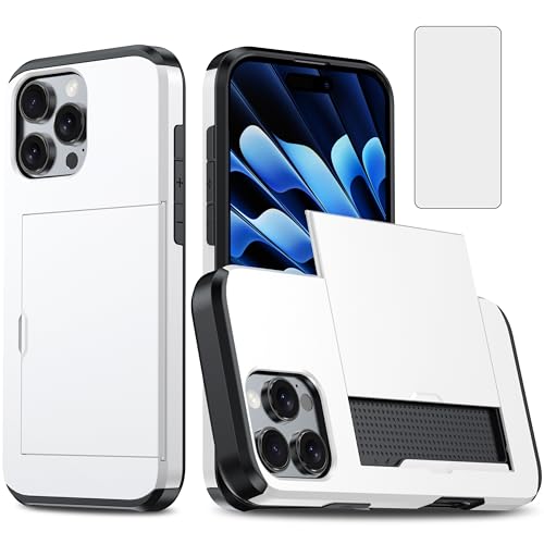 Coque iPhone 16 Pro Max Asuwish avec protège-écran verre trempé et porte-carte intégré
