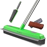 PuraKleen Carpet Rake,Rubber Broom for Pet Hair Removal with 61' Long Handle,2...