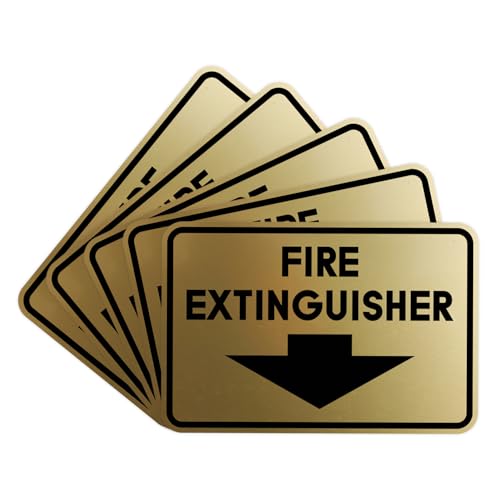 Image of Signs ByLITA Classic Framed Fire Extinguisher (Brushed Gold) - Medium 5 Pack