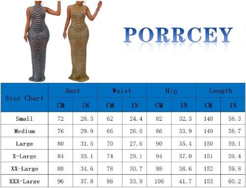 Porrcey Women's Sexy Hot Drilling Craft Dress Bodycon Party Club Night Out Dress(5259,Gold,L) #TOP5