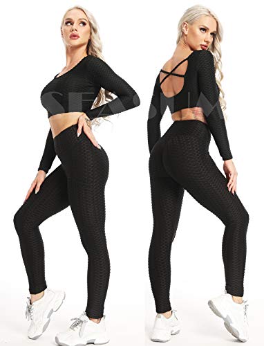 SEASUM Women's High Waist Yoga Pants Tummy Control Slimming Booty Leggings Workout Running Butt Lift Tights4