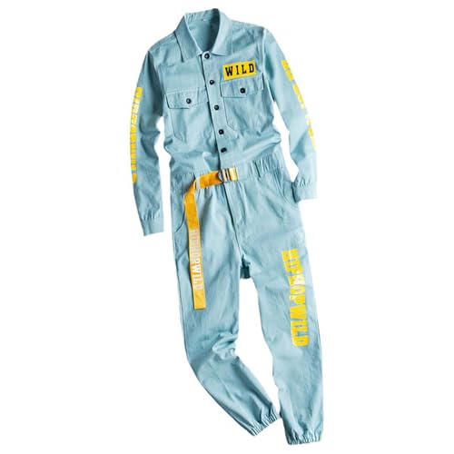 Salopette de jogging homme bleu ciel en taille 40 avec imprimé tendance