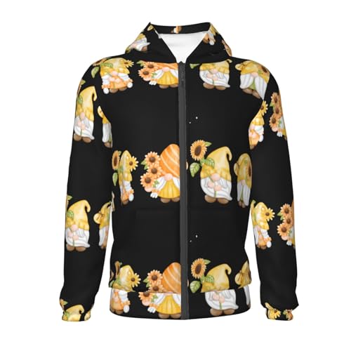 Hello Spring Sunflower Gnomes Kid Hoodies Boys Zip Up Sweatshirts Girls Pullover with Pocket2