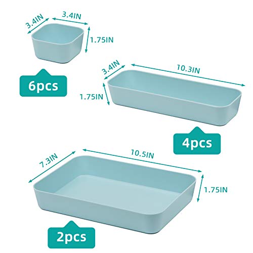 Set of 12 Blue Plastic Desk Drawer Organizers for Home & Office - Image 2