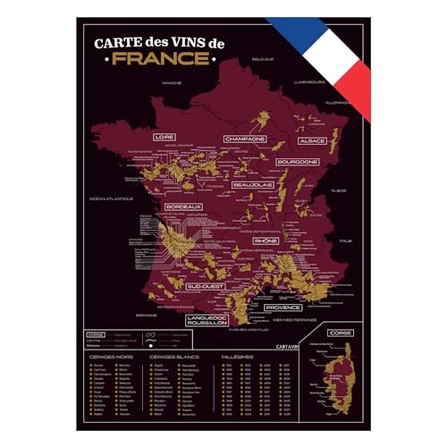 Carte des vins de France à gratter | Idee cadeau original vin anniversaire, fete des peres, noel