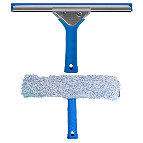 Kit de ferramentas de limpeza de janela e rodo de vidro de microfibra Cabilock 2 peças para limpeza