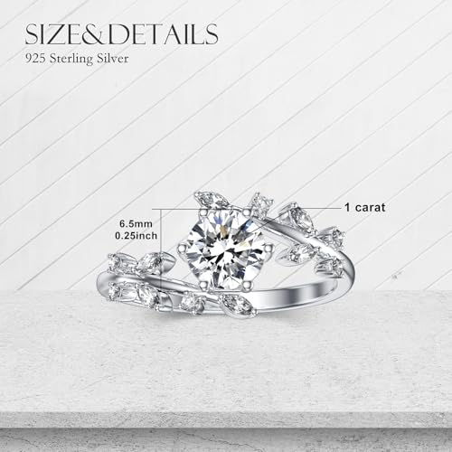 Floral Moissanite Ring for Women 1ct D Color VVS1 Clarity Vines Diamond Ring Leaf Shaped 925 Silver Moissanite Rings Vines Style Engagement Ring For Her4