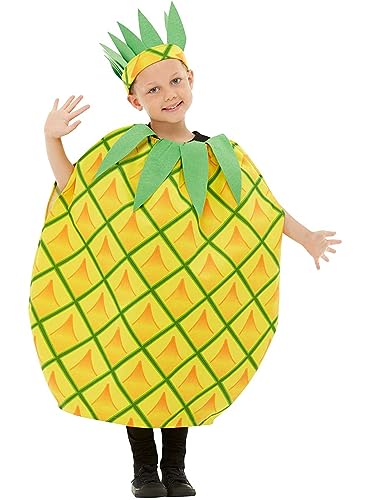 Funidelia | Disfraz de piña para niño y niña Fruta, Comida - Disfraz para niños y divertidos accesorios para Fiestas, Carnaval y Halloween - Talla 7-12 años - Amarillo