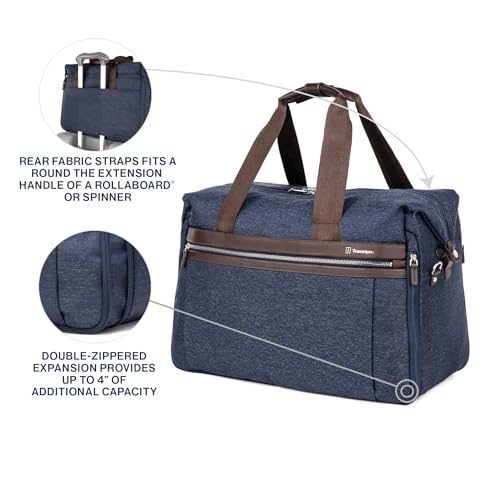 Image of Travelpro Platinum Elite Carry on Soft Travel Duffel Bag, Weekender, Gym Bag, Men and Women, 19 Inch, 49L, True Navy Blue