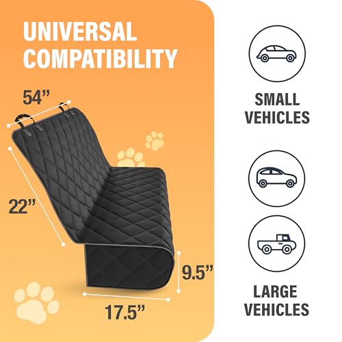 Image of ACTIVE PETS Bench Dog Car Seat Cover for Back Seat, Waterproof Dog Seat Covers for Cars, Durable Scratch Proof Nonslip, Protector for Pet Fur & Mud, Washable Backseat Dog Cover for Cars Trucks & SUVs