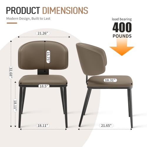 Image of Dining Chairs Set of 4 Faux Leather Dining Chairs, Milk Coffee