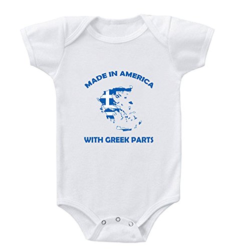 Baby Bodysuit Made in America with Greek Parts Cotton Boy & Girl Clothes White