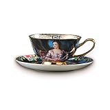 teetasse weiß mit blauem rand Größe ---- Cup Becherdurchmesser 10,2 cm, Länge 12,5 cm, Kapazität 180 ml;dish Länge 15,2 cm
