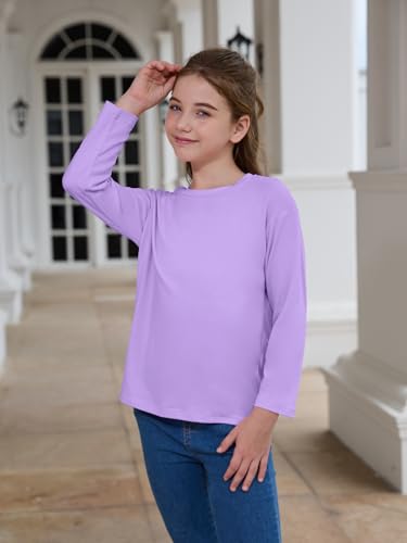 Girls Long Sleeve T Shirts Kids Plain Tops Basic Crewneck Tees 5-14 Years4