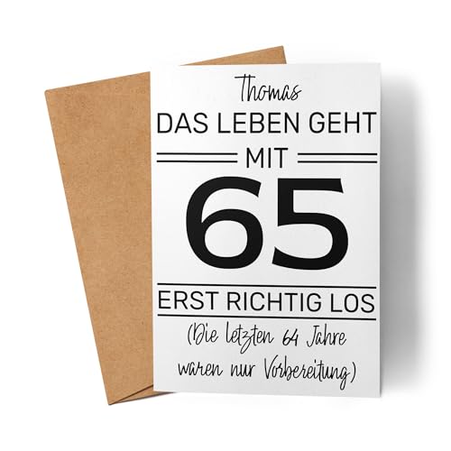 Kiddle-Design Personalisierte Karte 65. Geburtstag | Das Leben fängt mit 65 erst richtig an | 65ter Geburtstag Lustiges Geschenk Mann Frau | Geburtstagskarte inkl. Umschlag Kiddle-Design Personalisierte Karte 65. Geburtstag | Das Leben fängt mit 65 erst richtig an | 65ter Geburtstag Lustiges Geschenk Mann Frau | Geburtstagskarte inkl. Umschlag