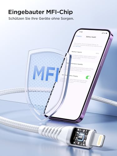 iPhone Ladekabel, Lang Lightning Kabel [3M 2Pack] MFi Zertifiziert Schnellladekabel iPhone Kabel, Nylon USB Lightning Kabel für iPhone 14 13 12 11 Pro/Pro Max/Mini, XR XS Max X, 8 7 6 6s Plus, 5s 5 Se 3