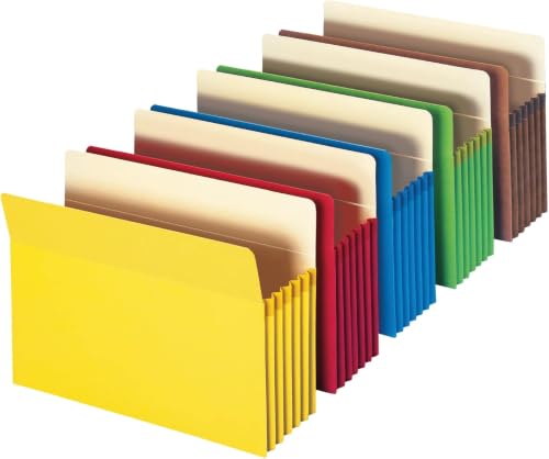 Image of Smead File Pocket, Straight-Cut Tab, 5-1 /4 inch Expansion, Letter Size, Assorted Colors, 5 per Pack (73836) (Pack of 5)