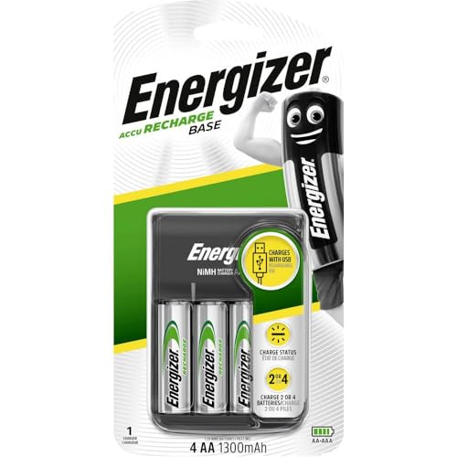 Energizer Laddningsbara AA-batterier och AAA, laddningsbas (2 AA-batterier ingår)