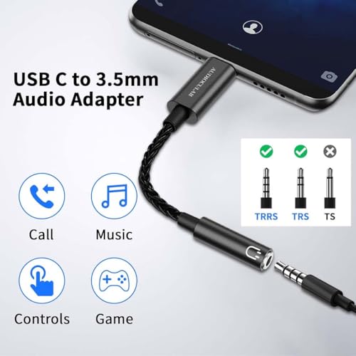 Image of AUDIOCULAR D07 Slim CX31993 Portable DAC Dongle Connector Mobile Audio Adapter, Type C to 3.5mm DAC for iPhone 16 Series /15 Series, Galaxy S25 /S24 Ultra /S24 & Other Type C Phones