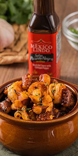 Image of Mexico Lindo Picante Negra Xxxtra Hot Sauce, With Chiltepin Pepper, 5 Fl Oz (Pack of 6)