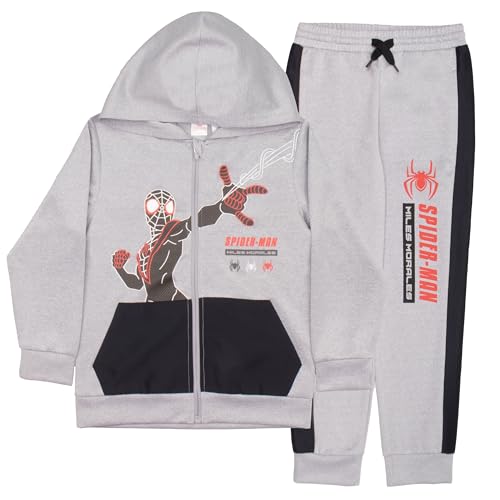 Marvel Spider-Man Across the Spiderverse Hoodie and Joggers 2-Pack, Boys Spiderman Hooded Sweatshirt Active Sweatpants Bundle