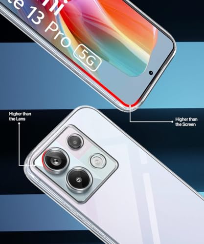 Image of WOW IMAGINE Crystal Clear Transparent Back Case Cover for Redmi Note 13 Pro 5G | Full Device & Camera Protection Shockproof TPU Silicone Back Cover Case - Transparent