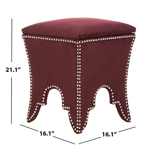 Safavieh-Home-Collection-Deidra-Bordeaux-with-Silver-Nailhead-Trim-Ottoman Safavieh Home Collection Deidra Bordeaux with Silver Nailhead Trim Ottoman
