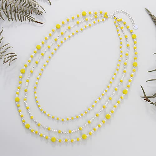 Firstmeet Long Chain Multi Layer Fashion Glass Beads Handmade Necklace for Women4