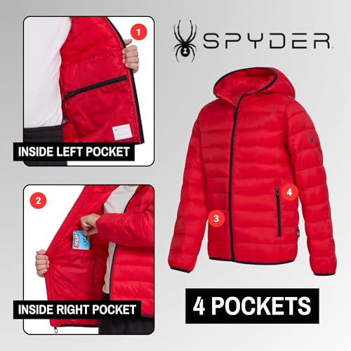 Image of Spyder Boys Puffer Jacket - Lightweight Packable Wind Water Resistant Quilted Boys Winter Coat - Cozy Insulated Winter Jacket