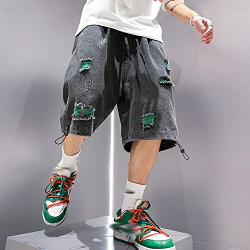Short en jean ripped avec détails déchirés pour un look hip hop - 2