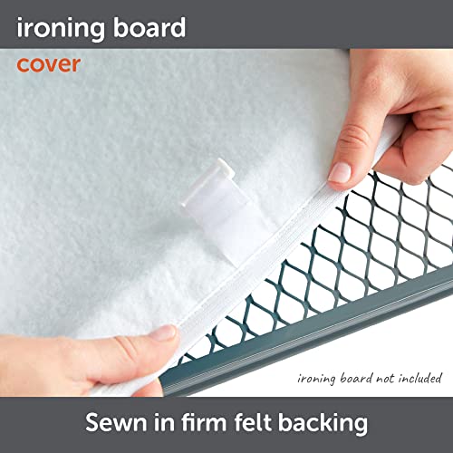 Image of oliso Ironing Board Cover - 100% Cotton with Professional Felt Pad, Fits Standard 54 inch x 15 inch Boards - Secure Fit with Wide Elastic Edge & Adjustable Straps - Grey
