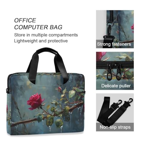 Funda maletín para laptop con estampado rosa y múltiples bolsillos miniatura 6