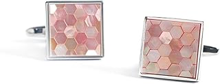 Gemelos de Camisa Francesa para Hombre, Color Rojo y Azul, con Concha de Concha (Rosa)