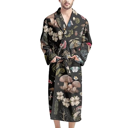 POLERO Soft Bathrobe with Pocket Cosy Sleepwear Dressing Gown Bath Robe for Men