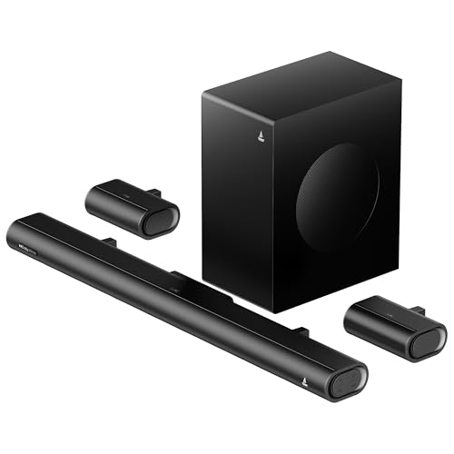 Image of Boat Aavante Prime 5.1 5000DA, Dolby Atmos, 500W, 5.1CH w /Wired Subwoofer & Wired Satellites, Multi Compatibility, Bluetooth Sound bar, Home Theatre Soundbar Speaker (Premium Black)
