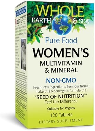 Natural Factors Whole Earth & Sea Pure Food Women's Multivitamin & Mineral 120 Tablets, Made with Organic Ingredients, Vegan, Non-GMO, 100% Made, Packaged & Tested in Canada