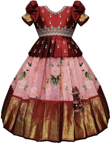 Image of Wommaniya Impex Girls Lehenga Choli Ethnic Wear Embroidered Lehenga Choli