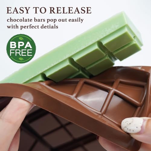 Chocolate Bar Molds, Silicone Snap Bars Making Kit, Break Apart Candy Mould Set, BPA Free Soy Candle Wax Melt Durable Mold Square Easy Release Non-Stick for Protein and Energy DIY Handmade Gifts - Thumbnail 2