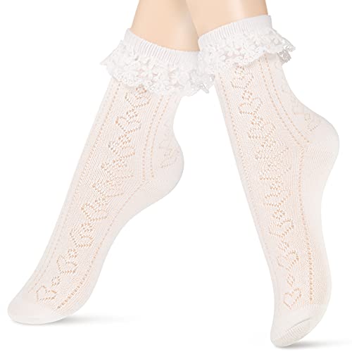 Boyiee Blanco Calcetines Tobilleros de Encaje Calcetines de Encaj...