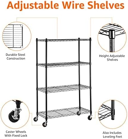 Amazon Basics 4-Shelf Storage Unit on Wheels - Black