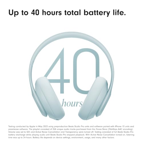 Image of Beats Studio Pro Premium Wireless Over-Ear Headphones- Up to 40-Hour Battery Life, Active Noise Cancelling, Great for Travel & Commuting, USB-C Lossless Audio - Amazon Exclusive Light Blue