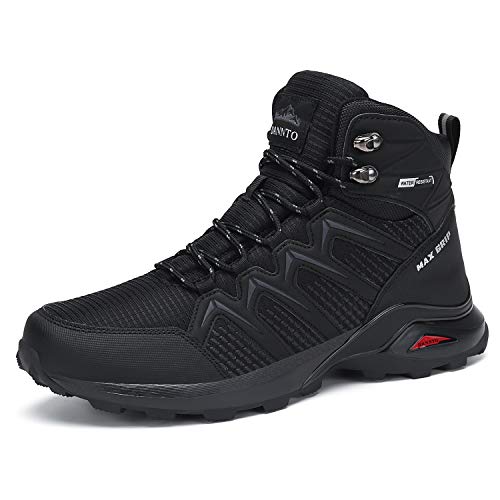 Men's Outdoor Hiking Boots Women's Trekking Shoes Lace-up Non-Slip Climbing Shoes Running Shoes for Walking Travelling Sports Mountain(Black,39)