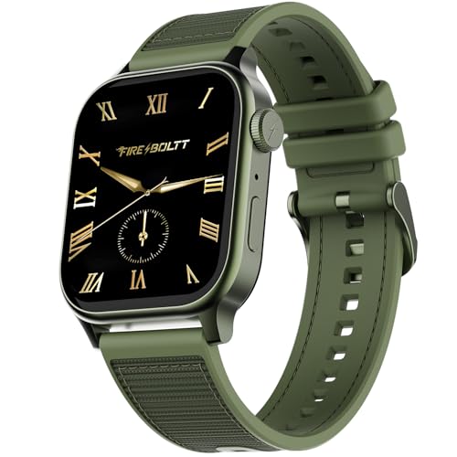 Image of Fire-Boltt Rise Force Smart Watch 1.85 inch Display, Nylon-Fluoroelastomer Hybrid Strap, Rotating Crown, Bluetooth Calling, Dual Button Control, Metal Body Smartwatch for Men and Women Moss Olive